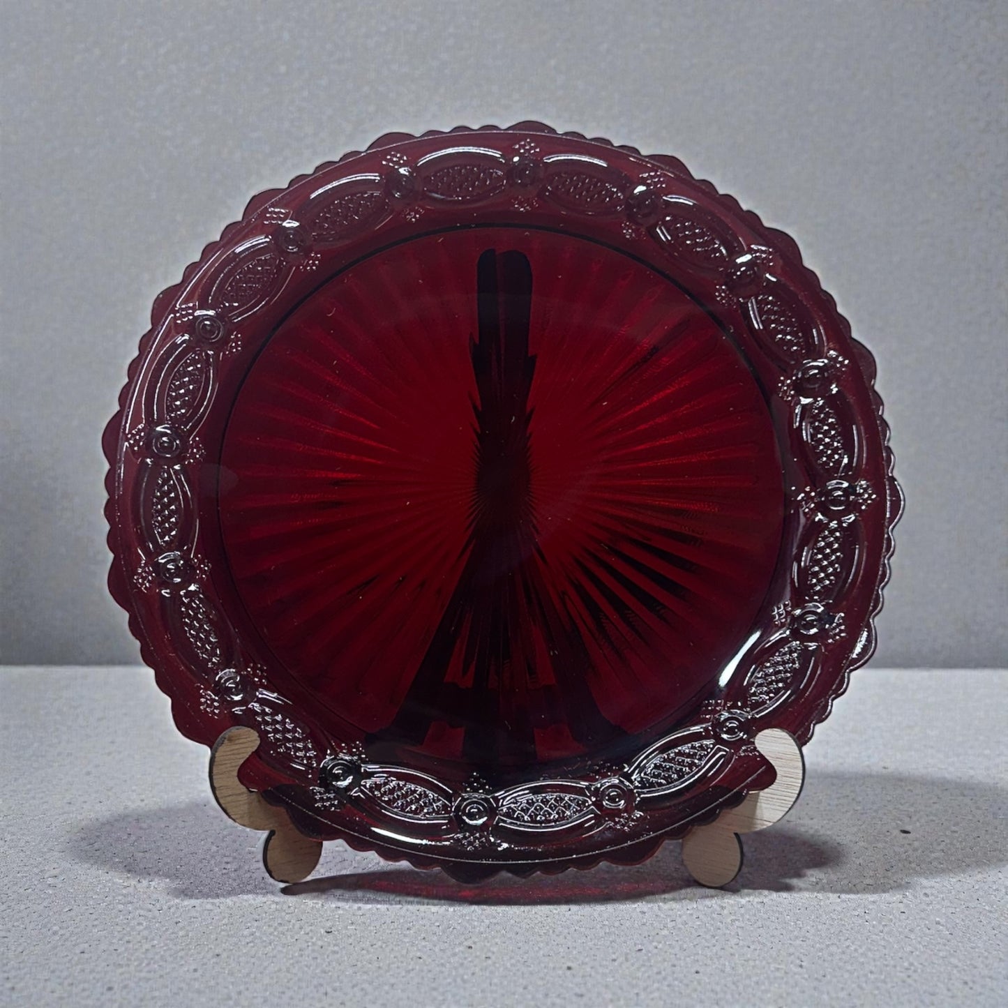 Vintage Avon 1876 Cape Cod Collection Ruby Red Dinner Plates Set of 2