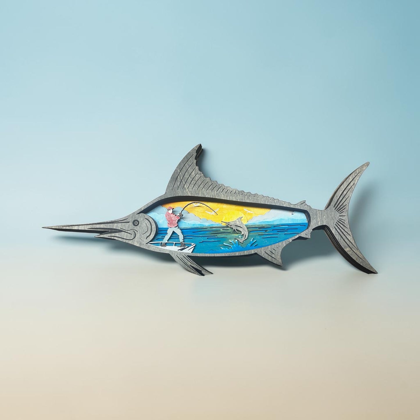 Layered Marlin Wooden Wall Art