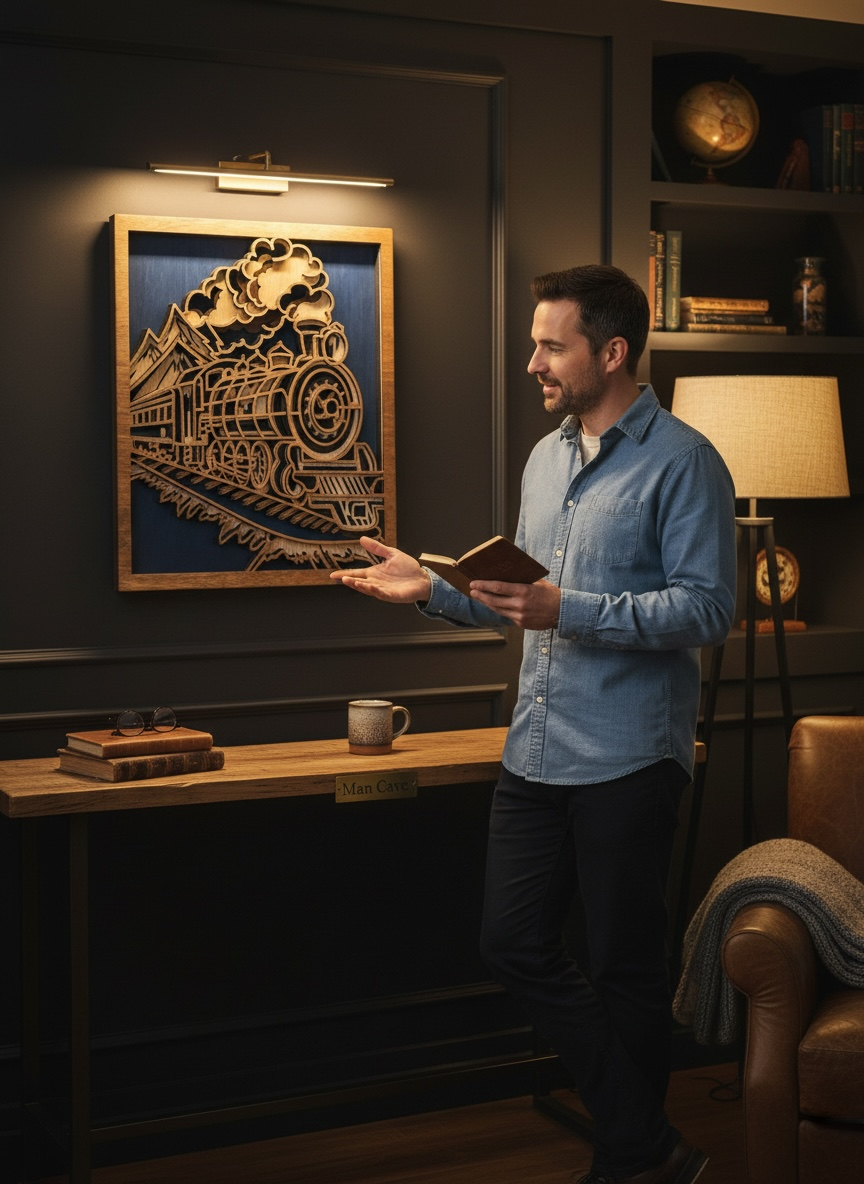 Layered Wooden Train Wall Art