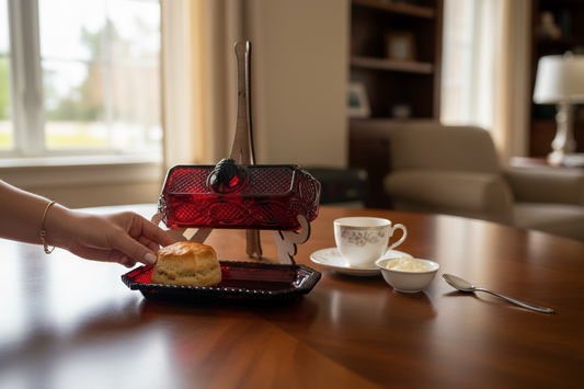 Avon 1876 Cape Cod Collection Ruby Red Covered Butter Dish