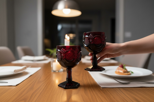 Vintage Avon 1876 Cape Cod Ruby Red Water Goblets Set of 2