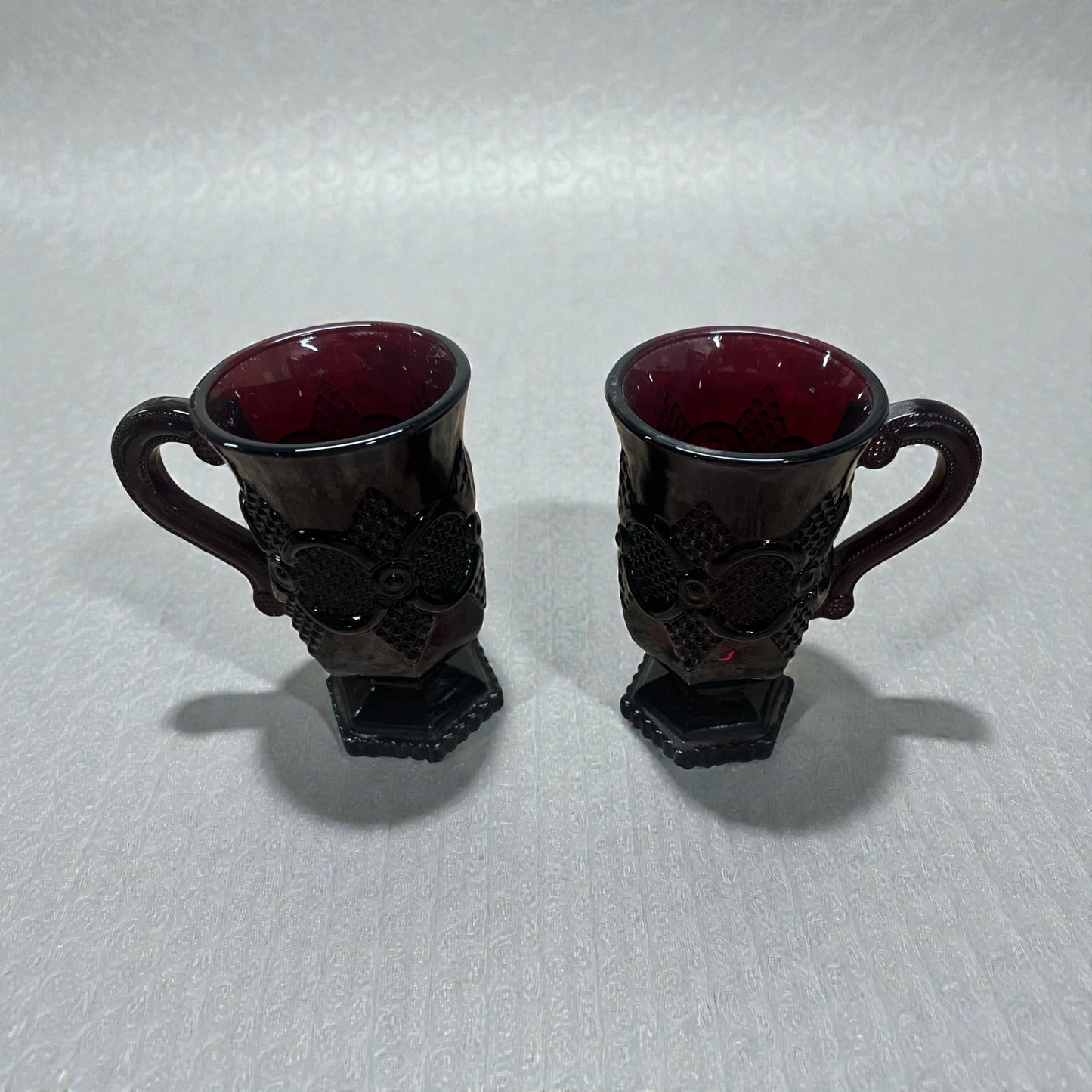 Vintage Avon 1876 Cape Cod Ruby Red Mug Cups Set of 2