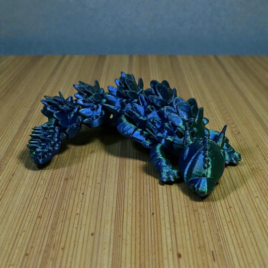 3D Printed Articulated Dragon – 5.75” Long – Blue/Green Multicolor Filament