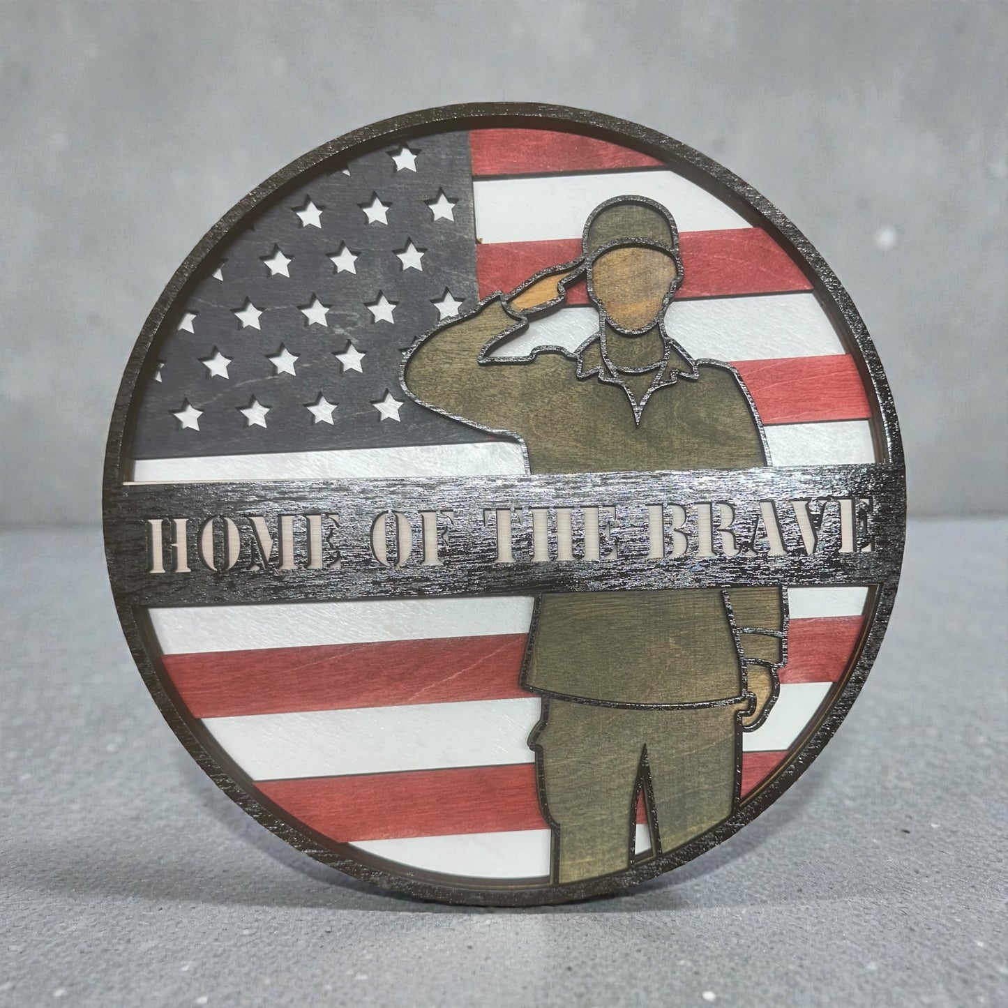 Home of the Brave – Layered Wooden Sign - 10 Inches