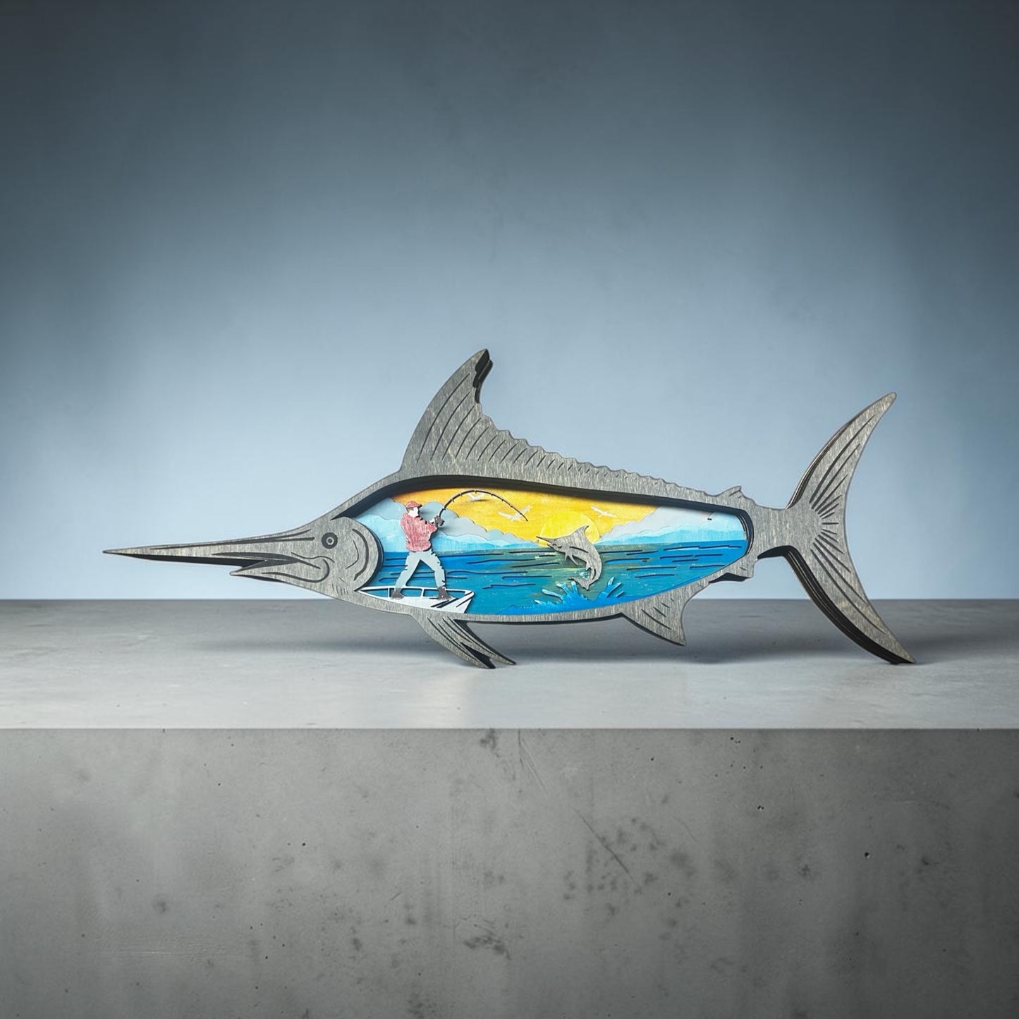 Layered Marlin Wooden Wall Art