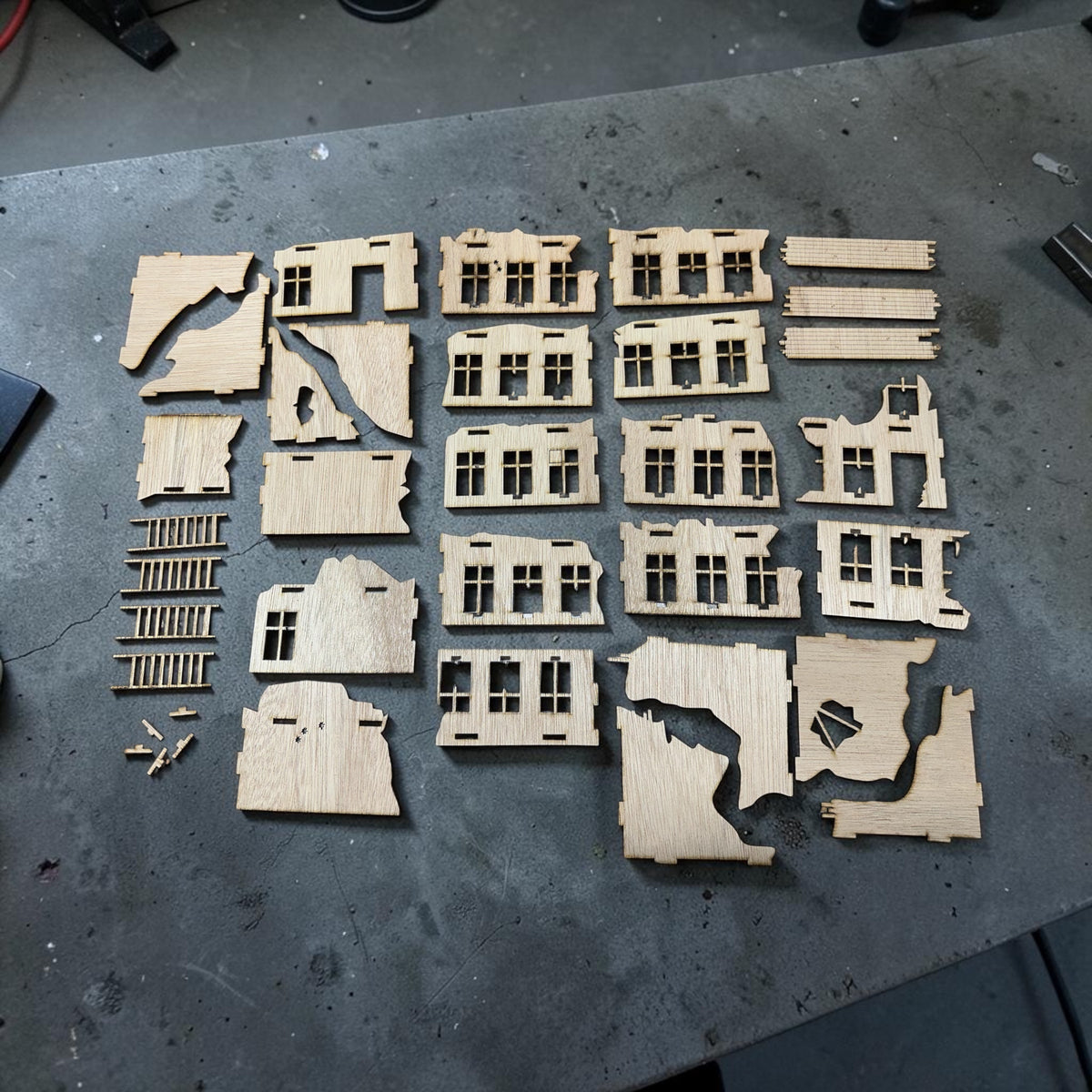 Higher Order Red Ruin Buildings – DIY Laser Cut Tabletop Terrain Kit